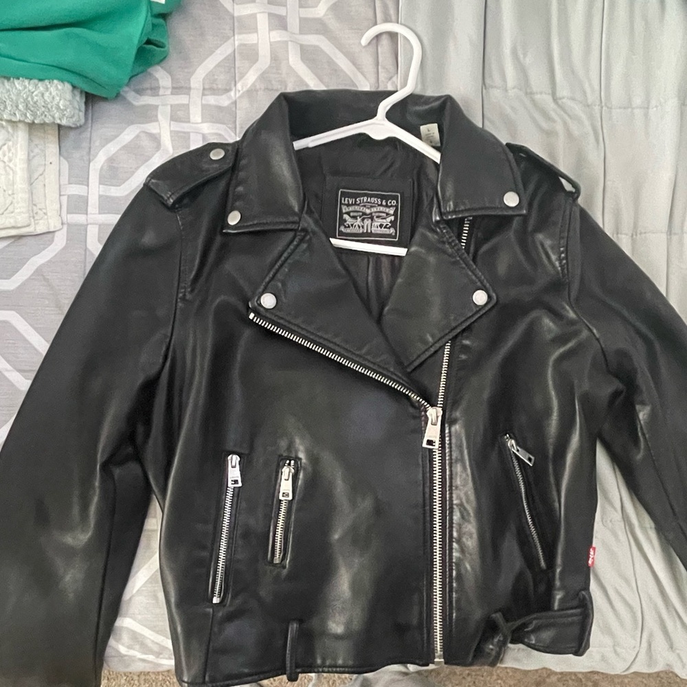 Levi's Black Leather Jacket with Silver Accents